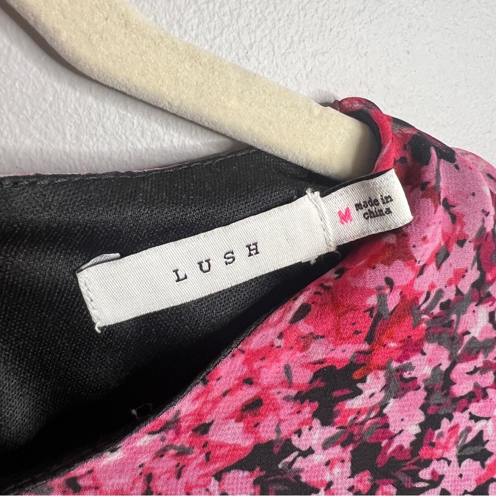 LUSH Floral Chiffon Long Sleeve Dress, Size M, Open Back Elegance! - Picture 12 of 15